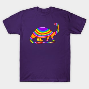 RAINBOW Brontosaurus Dinosaur Art T-Shirt